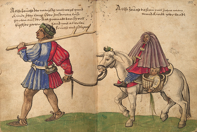 "Los moriscos en el reino de Granada, dando un paseo en el campo con mujeres y niños"