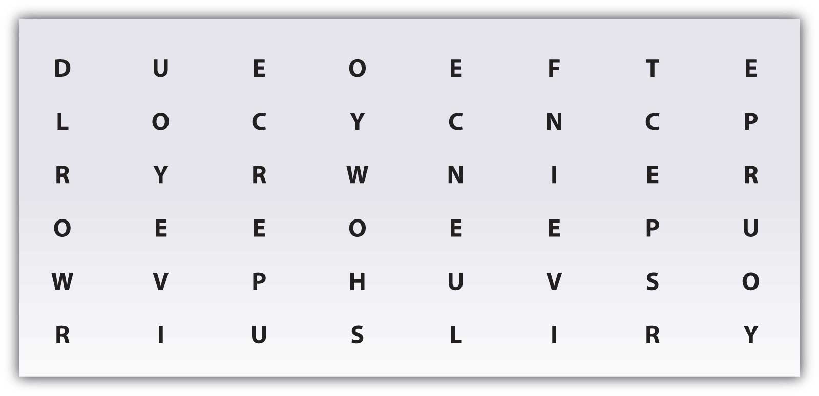 A hidden message in a table of of letters