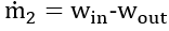 m two dot equals w in minus w out