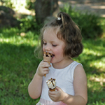 young girl eating ice cream