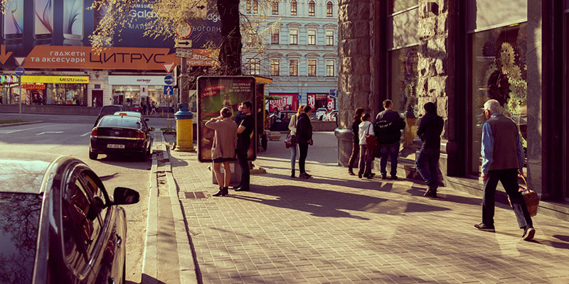 people walking down the street