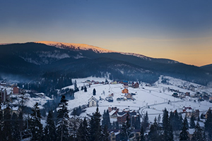 Sunset in mountains near Bukovel