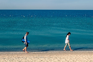 couple walking on beach