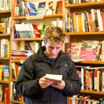 teenager in library