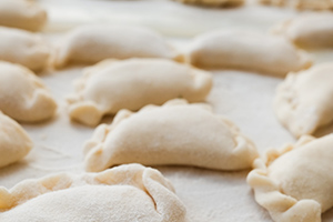 Uncooked Vareniki dumplings