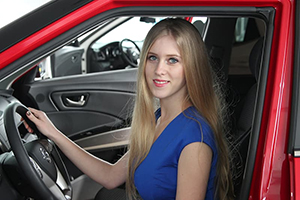 woman in car