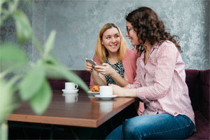 two women at a table