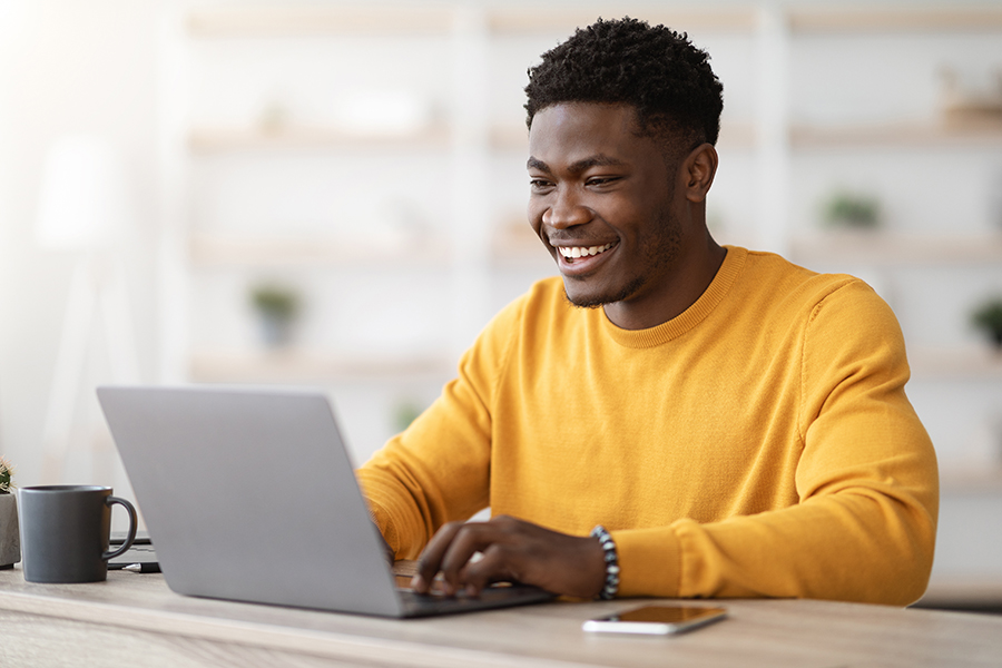 man studying