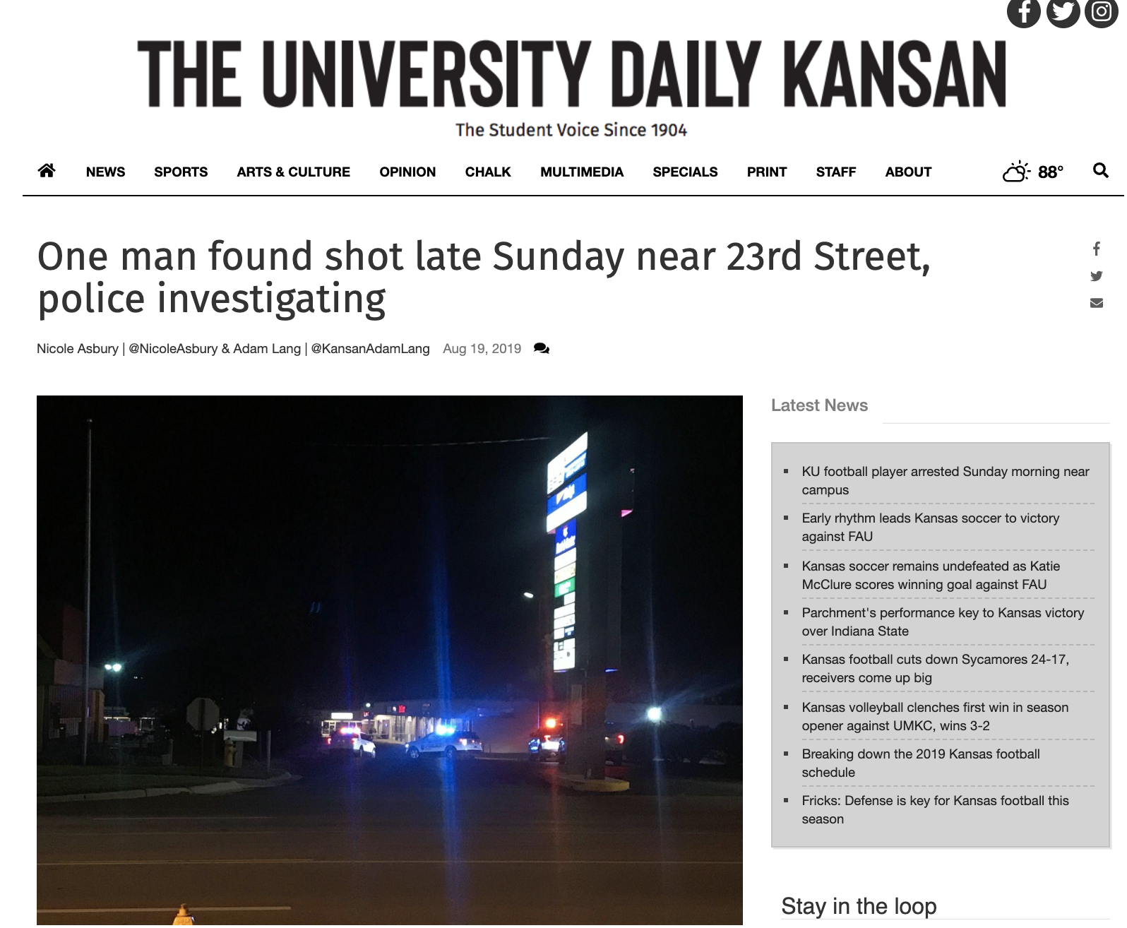 Nicole Asbury's breaking news story of a shooting in downtown Lawrence, KS