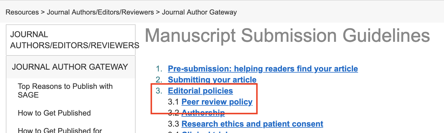 SAGE Peer Review Guidelines
